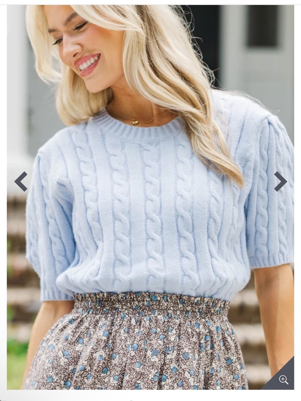 PINCH ~ Blue Cable Knit Puff Sleeve Women’s Sweater Retail $80 NWT